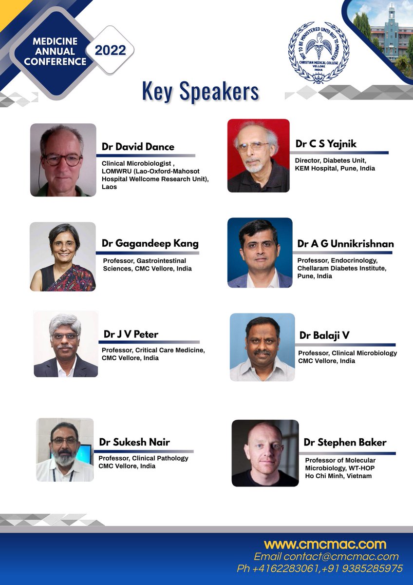 CMCMAC2025's tweet photo. Enlightening talks from eminent National and international faculty. Prepare for an academic feast!
Register today - https://t.co/abq958j9fJ
#mac2022 #tropicalhealth #medicineinthetropics #cmc #vellore #cme #medicalconference #medicine #hybrid #medinsta #medinstagram #medtwitter https://t.co/B4mL4odiyd