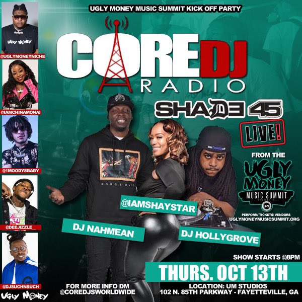 iAmDJHollygrove's tweet photo. #Shade45Live on @OfficialCoreDJs radio via @Shade45! Live from @UglyMoneyNiche music summit with @iamShayStar @DJNAHMEAN302 and @IAMTONYNEAL https://t.co/G2EZpqNqlX