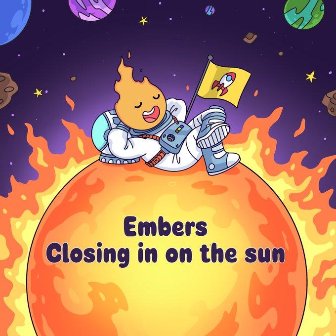 embcrsnft's tweet photo. 𝗪𝗲'𝗿𝗲 𝗵𝗲𝗮𝗱𝗲𝗱 𝘀𝘁𝗿𝗮𝗶𝗴𝗵𝘁 𝗳𝗼𝗿 𝘁𝗵𝗲 𝘀𝘂𝗻!☀️

Any interaction with this tweet has a chance to earn you a WL spot👀

#NFTs #NFTGiveaway #NFTdrop #Embers https://t.co/QCFWXWpMqm