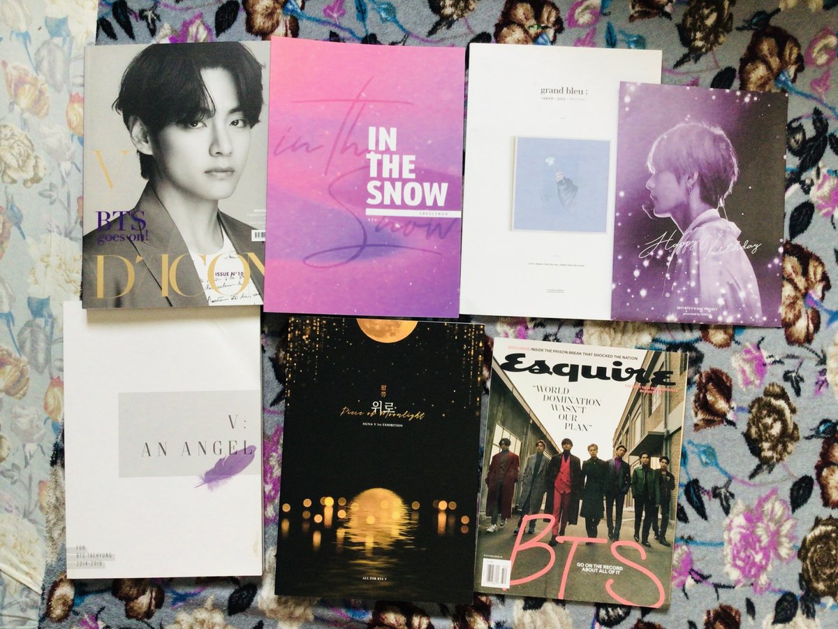 vmineverse's tweet photo. 🇵🇭WTS/LFB BTS / Taehyung Photobooks  &amp; Mags
*V D'ICON ENGLISH 
*IN THE SNOW V by Cresendo
*GRAND BLEU V by Miracle V
*HAPPY VIRTHDAY by Nuna V
*V: AN ANGEL Winter StrawVerry 1st Photobook
*PIECE OF MOONLIGHT Nuna V 1st Exhibition 
*BTS ESQUIRE MAGAZINE

DM for the price &amp; condi💜 https://t.co/5yAfey66FY