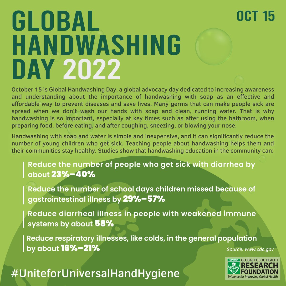 GPHRF's tweet photo. “Clean Hands for All”
Global Handwashing Day 2022

#gphrf 
#GlobalHandwashingDay
#globalhandwashingday2022 https://t.co/HQaTYmE706