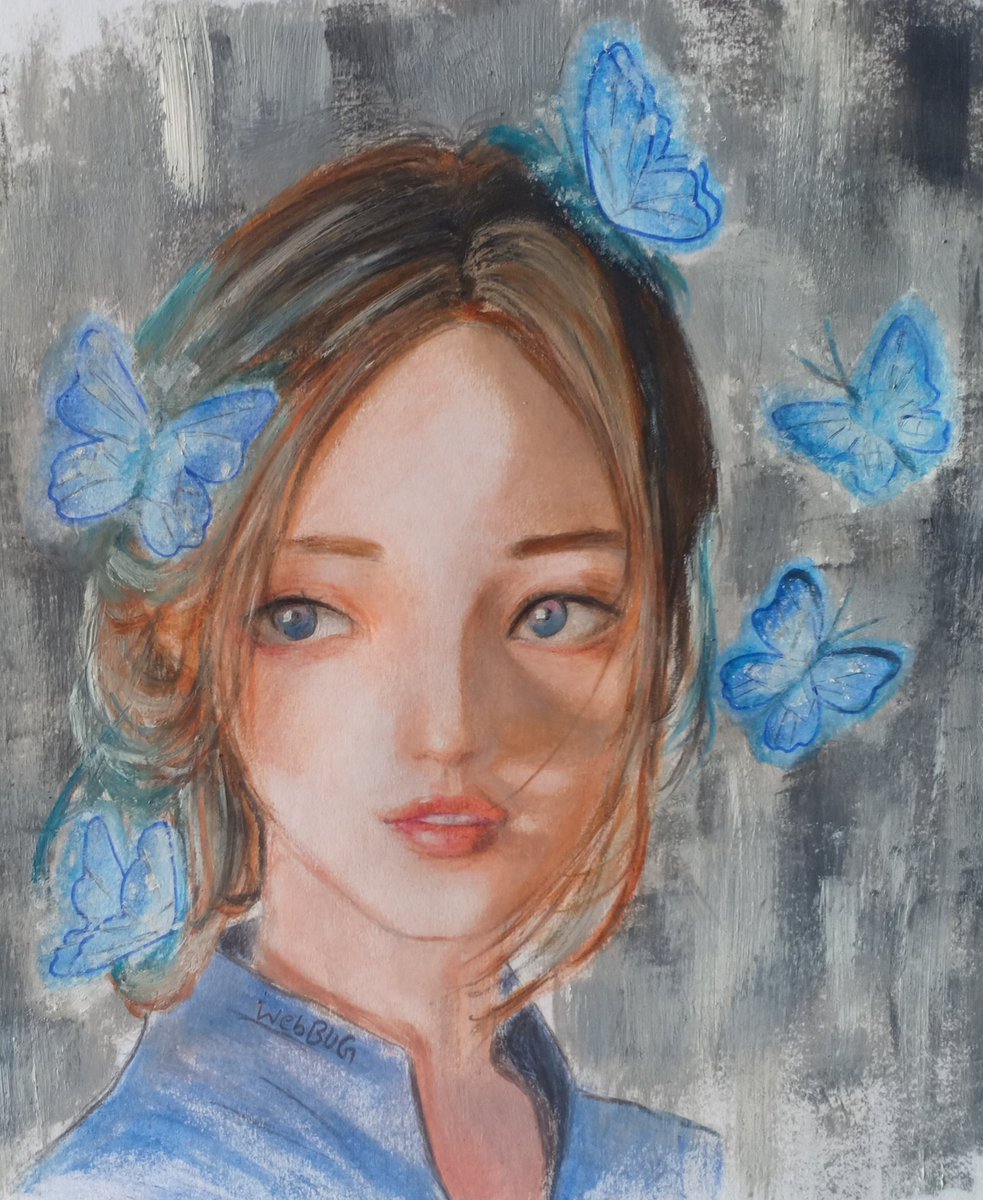 WebBug_'s tweet photo. Trying realistic drawing these days 
Butterfly girl ❤️
#dreamisafreak https://t.co/KWpf1s10eh