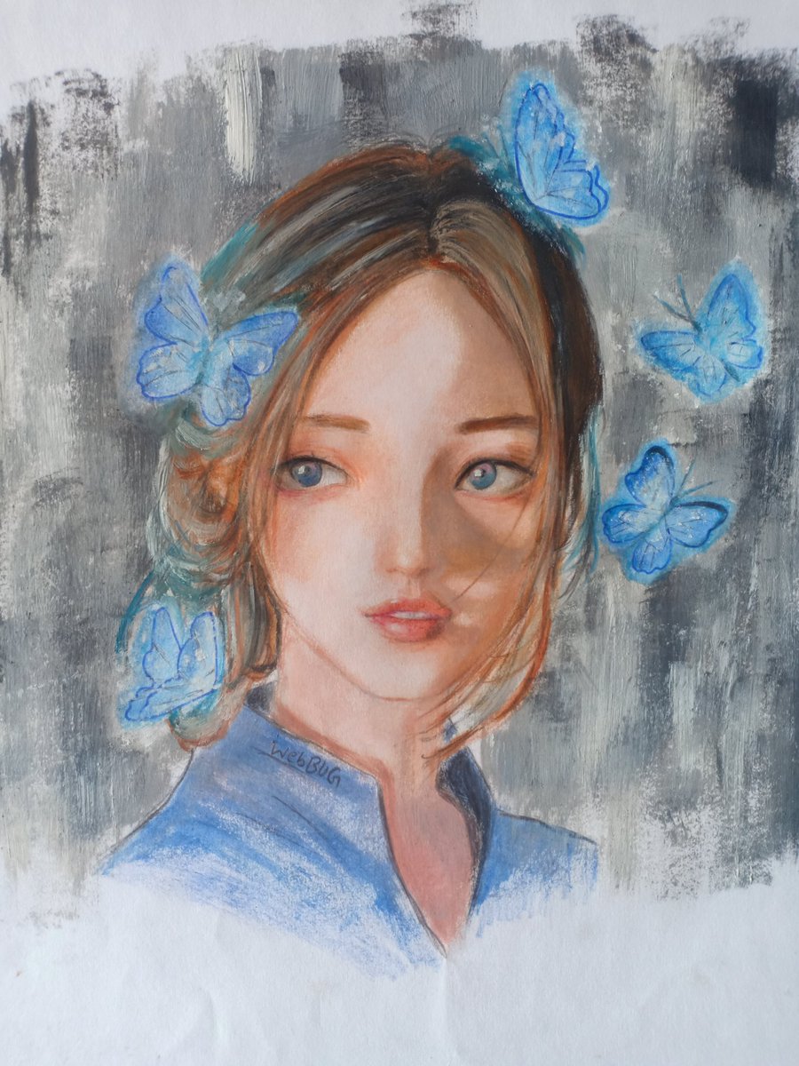WebBug_'s tweet photo. Trying realistic drawing these days 
Butterfly girl ❤️
#dreamisafreak https://t.co/KWpf1s10eh