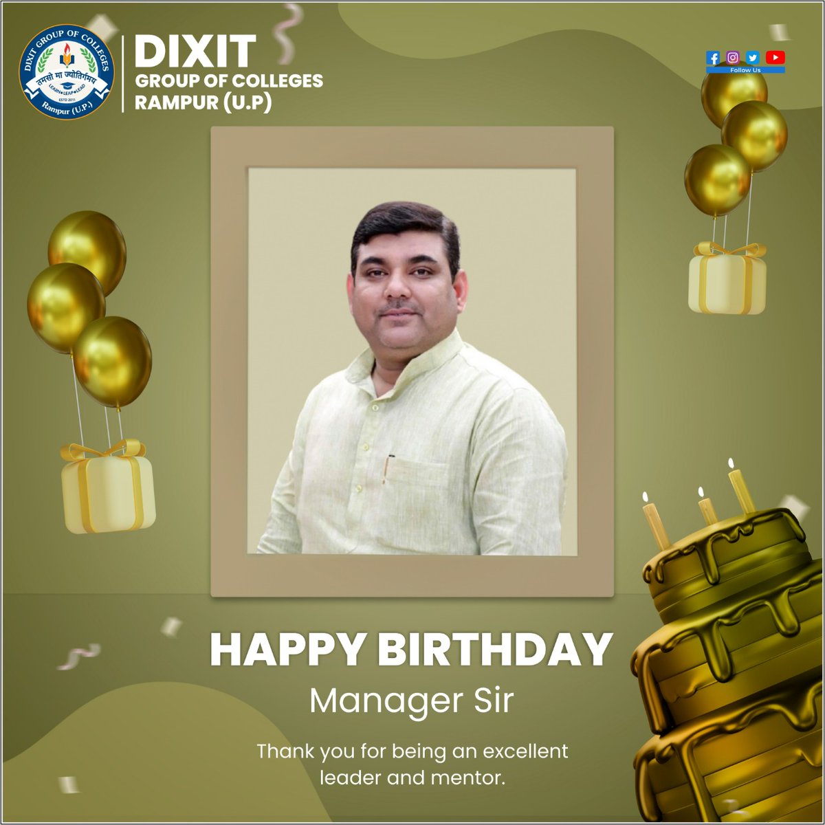 dixit_group's tweet photo. Happy birthday, sir! Thank you for being an excellent leader and mentor. You have always helped To College reach new levels in career. We look forward to continuing to work with you to achieve great things.

#birthdaywishes #birthday #happybirthday #manager_Sir #dixit_group https://t.co/NyE21BfT5l