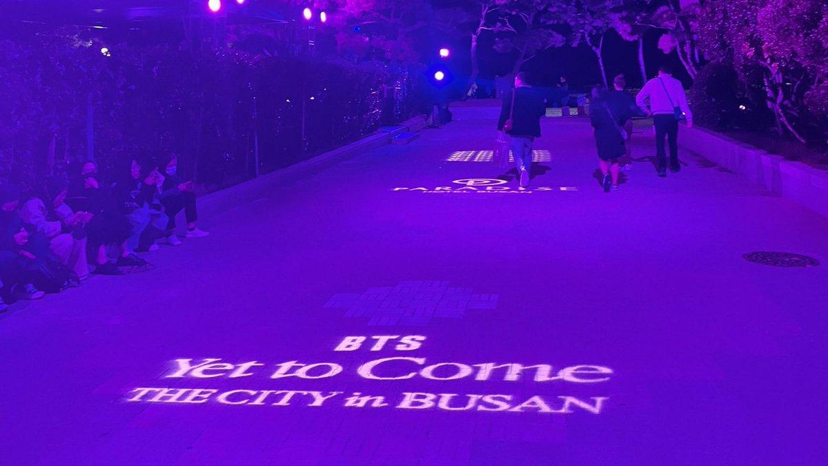 PopBase's tweet photo. The city of Busan went purple in honor of BTS’ historic concert today. https://t.co/INeziJELPh