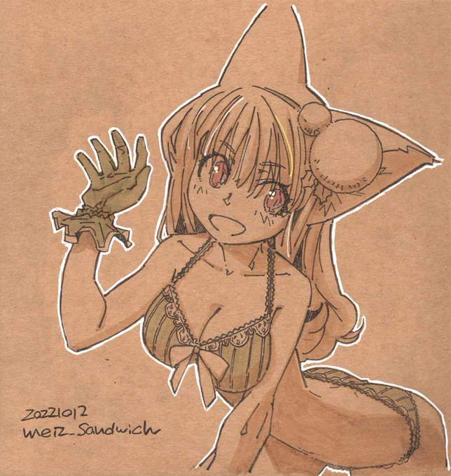 【アナログ1846:ふわりと香る】温かいけどムレない。#狐娘 #マーカー 