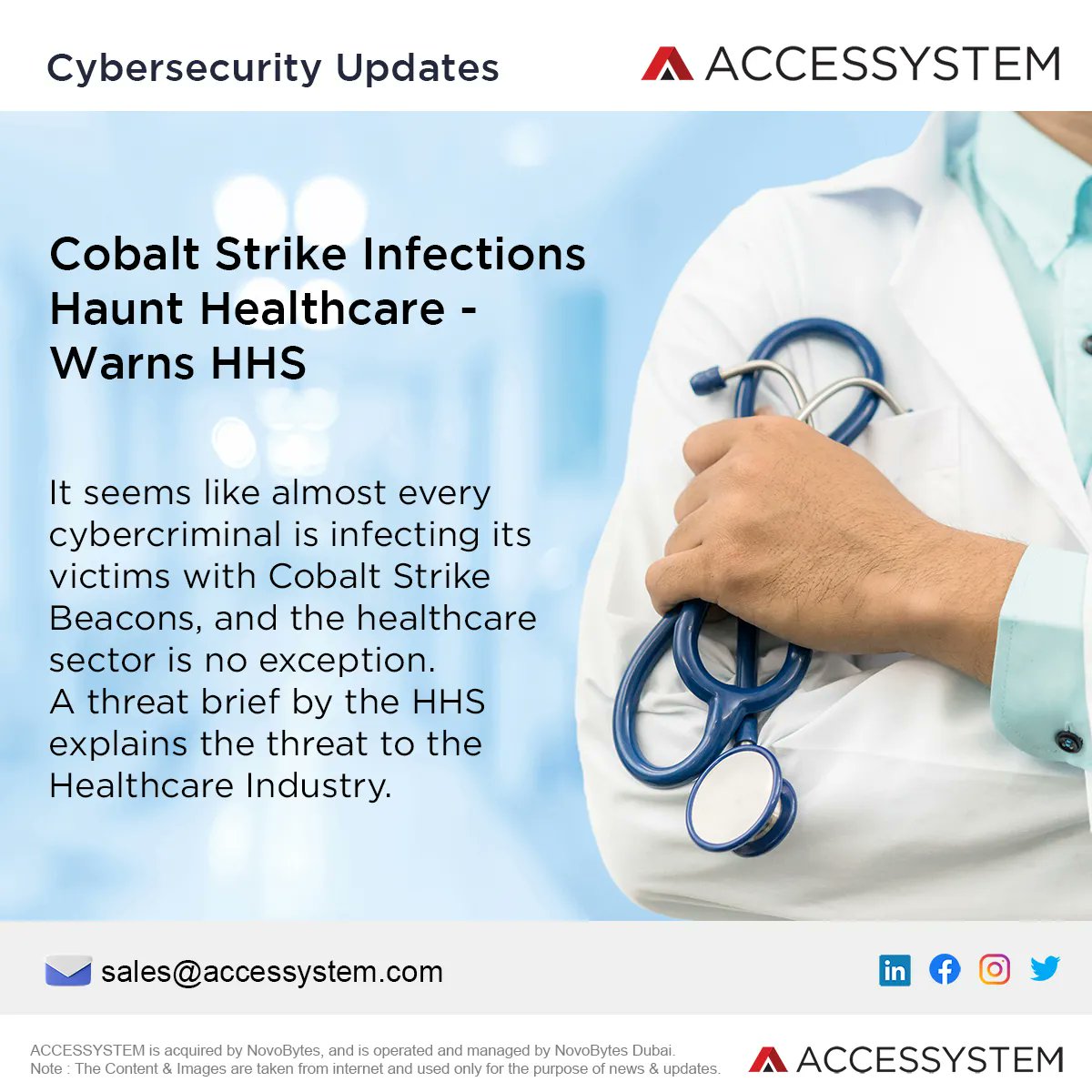 ACCESSYSTEM_IT's tweet photo. Cobalt Strike Infections Haunt Healthcare - Warns HHS
Cybercriminal is infecting its victims with Cobalt Strike Beacons, and the healthcare sector is no exception. A threat brief by the HHS explains the threat to the Healthcare Industry

#Cybersecurity #ACCESSYSTEM #Healthcare https://t.co/NyiTcSZYwP