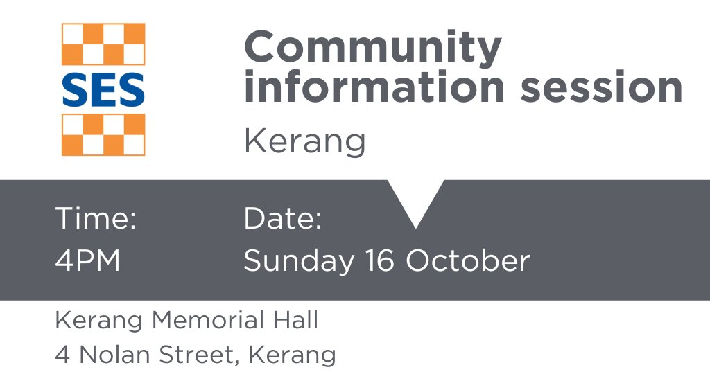 A community information session is to be held at the Kerang Memorial Hall on Sunday 16th October at 4pm. The meeting, being held by will focus on the impacts of the heavy rainfall across the catchment area, and what to do if you are impacted by floodwater.