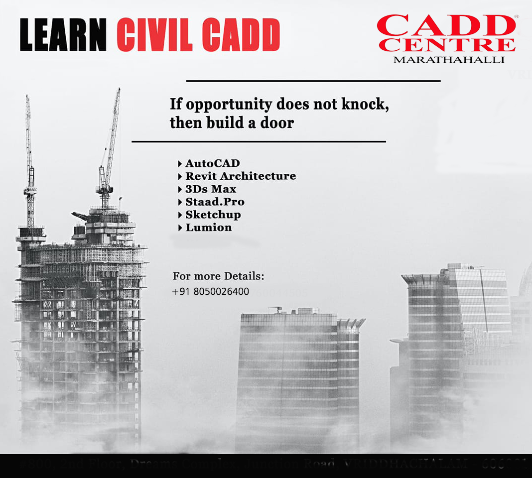 CMarathahalli's tweet photo. #Diploma in Civil Engineering.
CADD Centre's Master Diploma Empowers You With Add-On Skills.
To Know More CALL : +91 80500 26400
#civilengineering #structure #structuralengineer #structuraldesign #etabs #safe #sap #bilding #mechanicalengineering #etabs #steelstructures https://t.co/nBcKKf2ygN
