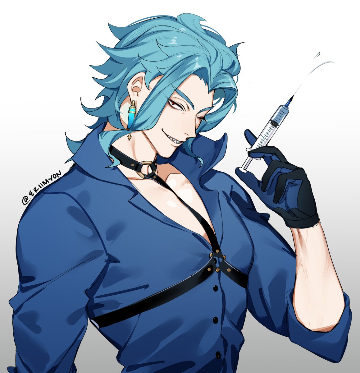 eriimyon's tweet photo. i just want to draw dottore with his tits out https://t.co/W23RQCP3Xb