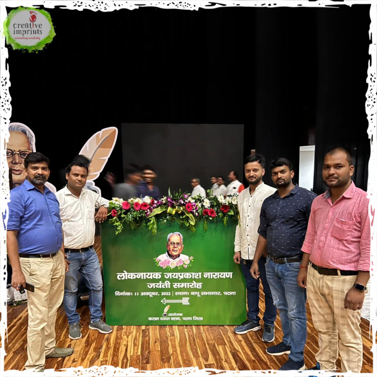 CreativeImprnts's tweet photo. Loknayak Jayaprakash Narayan Jayanti Samaroh
Designed &amp; Managed by Team Creative Imprints !!!
.
Follow @CreativeImprnts
 .
 @hansasinha @ParimalMadhup @NitishKumar
#jpjayanti #jayprakashnarayan #JDU #Bihar #event  #eventplanner #eventplanning #eventdesign #eventmanageme https://t.co/6fkWIVCjq1
