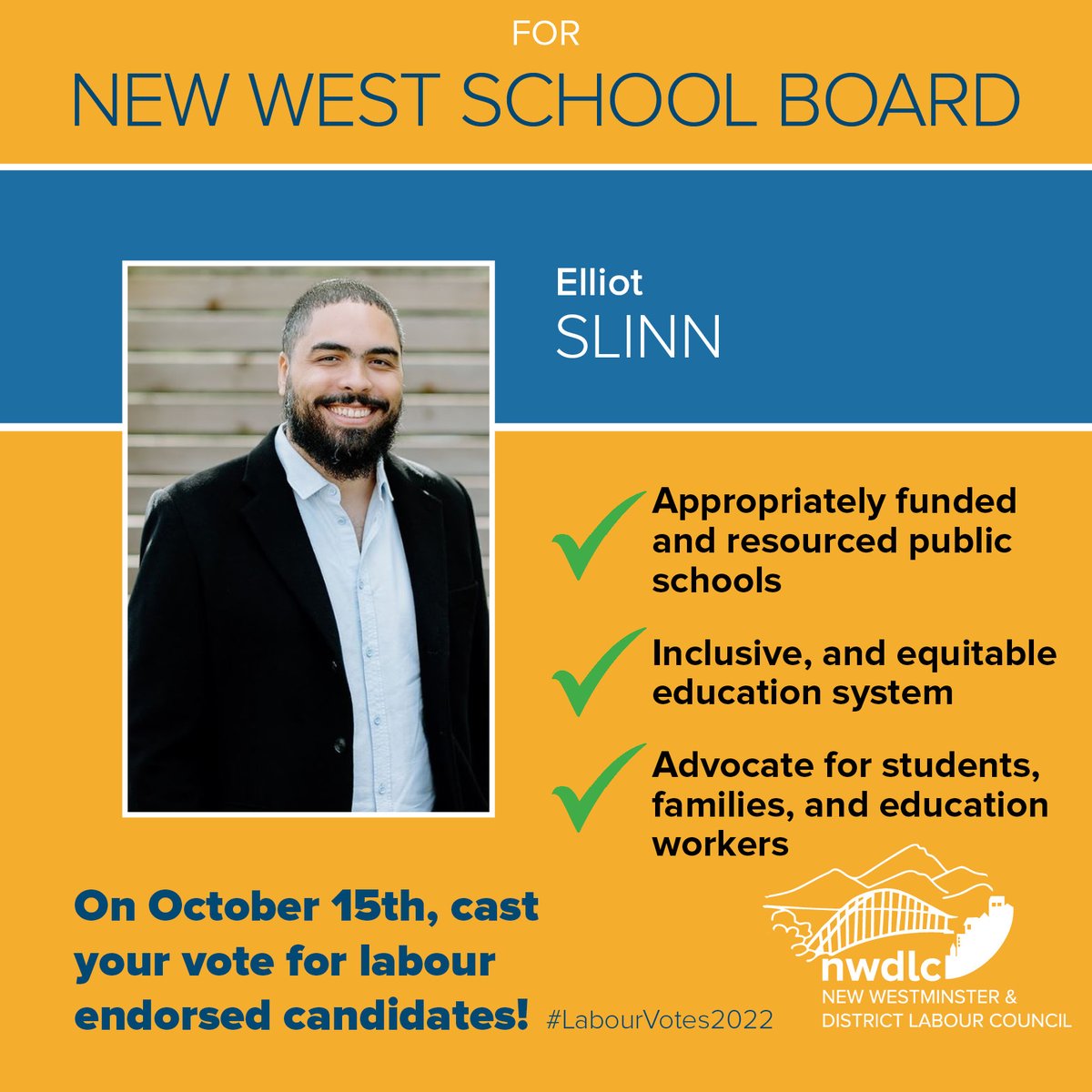 nwdlc's tweet photo. Delegates and members! October 15th is your last opportunity to #vote for labour endorsed candidates like @CherylSluis @erswriter #MarcAndres @Community1stNW. #LabourVotes2022 https://t.co/vnw7wUyAkb