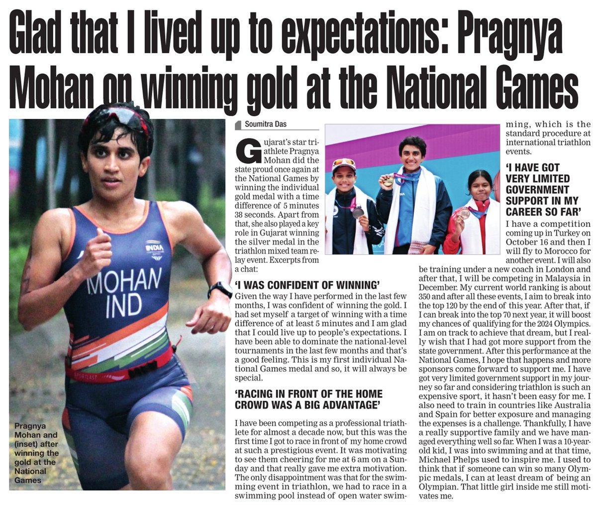 Glad that I lived up to expectations: Pragnya Mohan on winning gold at the National Games @pragnyamohan