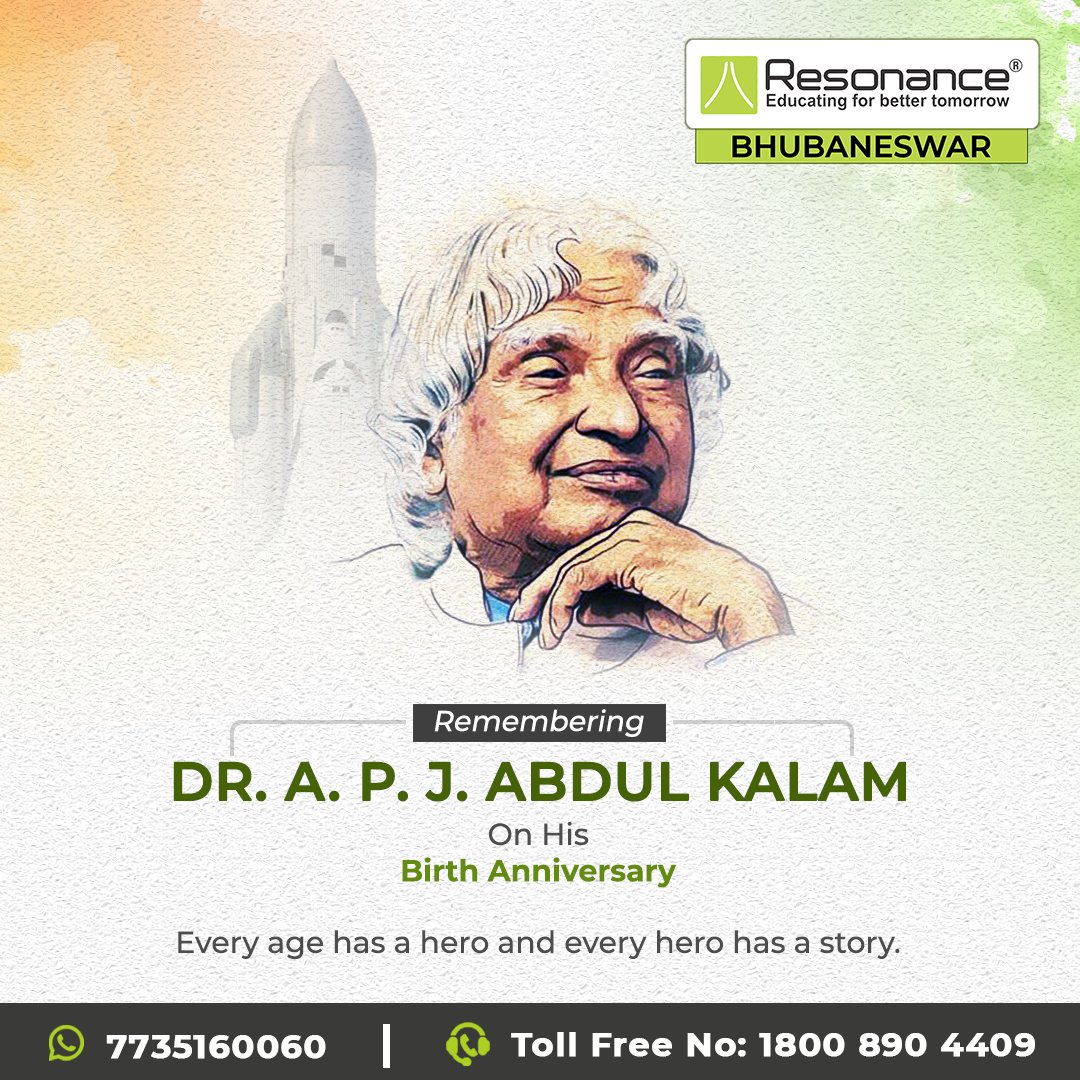 EduResonance's tweet photo. Dream, Dream, Dream. Dreams transform into thoughts and thoughts result in action. - Dr APJ Abdul Kalam. We pay our humble tributes to the 'People's President', Dr APJ Abdul Kalam on his birth anniversary today. He was an epitome of simplicity &amp; knowledge. 

#APJAbdulKalam https://t.co/CX6ekm0Ctn