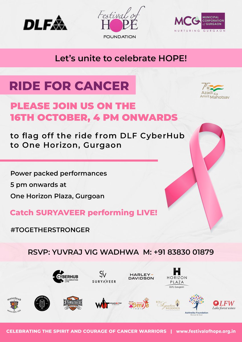 shalinivig's tweet photo. #TogetherWeCan #beatcancer #CancerAwareness #rideforcancer @Hopefoundatn supported by @DC_Gurugram @Suhelseth @AmritMahotsav @MunCorpGurugram @shaziailmi @BJP4Haryana @MyDLF5 @gurgaonpolice https://t.co/e3BiVJzEzg