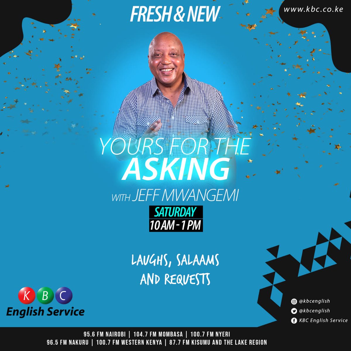 KBC English Service (@kbcenglish) on Twitter photo 2022-10-15 05:50:00 The most wanted Radio Show, Yours For The Aksing, will be Airborne from 10:00hrs... Get onboard via the Handle @kbcenglish or @mwangemi_jeff #yftakbc Download the KBC App on Google playstore. kbc.co.ke/radio-live/ The most wanted Radio Show, Yours For The Aksing, will be Airborne from 10:00hrs... Get onboard via the Handle @kbcenglish or @mwangemi_jeff #yftakbc Download the KBC App on Google playstore. kbc.co.ke/radio-live/