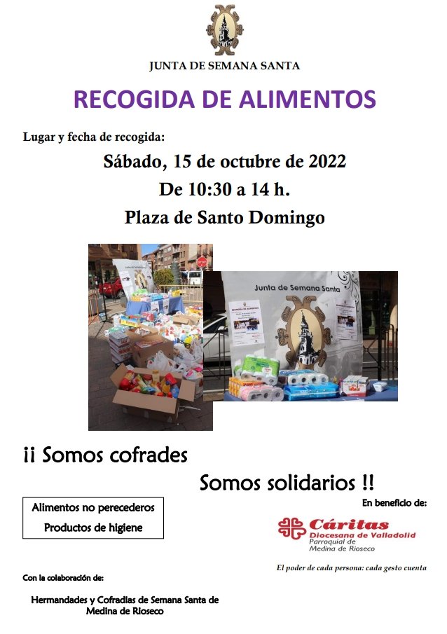 LONGINOSMR's tweet photo. Hoy, Sábado 15 de Octubre. Recogida de Alimentos, organizada por la Junta de Semana Santa ¡¡Os esperamos!! https://t.co/etvNg9nfsZ