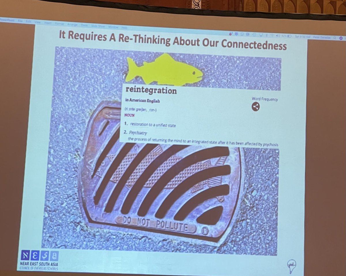 cdevitt's tweet image. What drops in this drain impacts creatures in our water ways. ⁦@PKayDee⁩ asks us to help our students learn to reintegrate the many systems that work together to sustain life in our planet. #nesa #FLC22