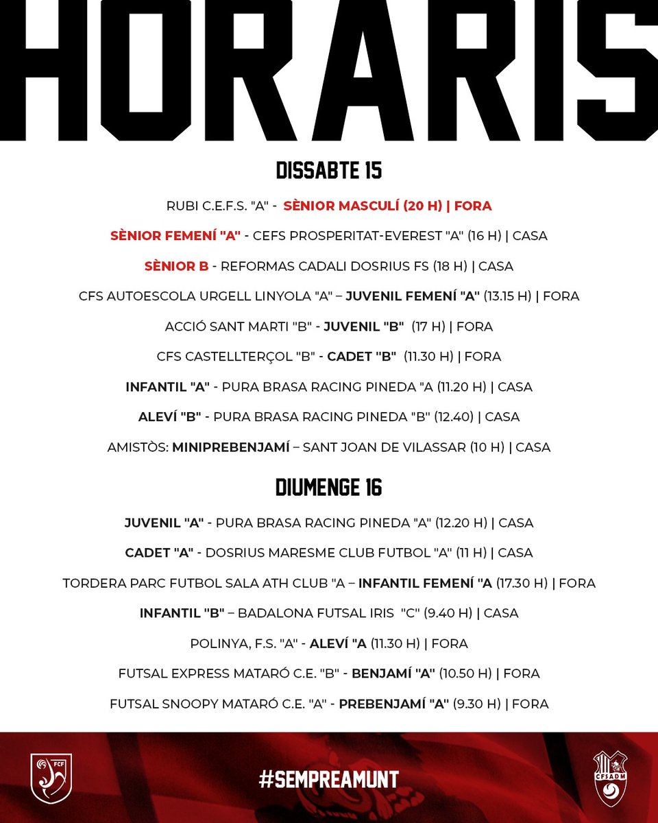 ⚪🔴 COMENÇA LA LLIGA 🔥

⚔️ 16 PARTITS

🏟️ 8 A CASA

🚍 8 A FORA 

#SempreAmunt