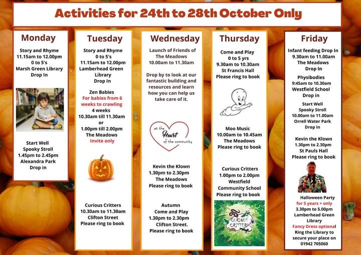 WestfieldCCtr's tweet photo. Free October half term fun, pls rt @WiganLibraries @orrellnewfold @StJohnPemberton @st_cuthbert @TheWingsCE https://t.co/EV1HyihpCB