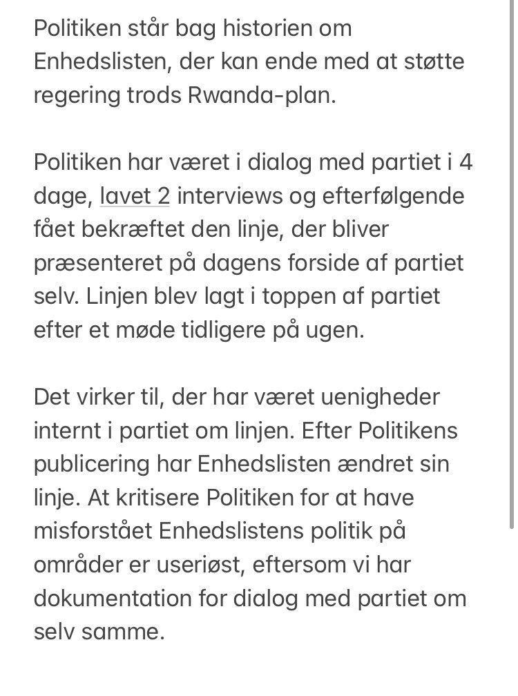 Vi står bag dagens forside om Enhedslisten. Her mere om forløbet 👇 #dkpol