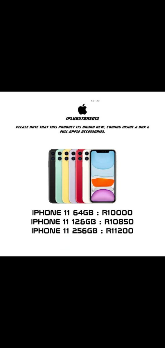 MUST_BE_KOKETSO's tweet photo. Brand New A grade IPhones at an affordable price,Comes with all Apple accessories.. We Diliver NationWide &amp; takes up to 3-5 working days.

W/A 0639925638 for orders and enquiries

#Billiato #Dischem #Areece #Lorch #Seemah https://t.co/imqJQhShXZ
