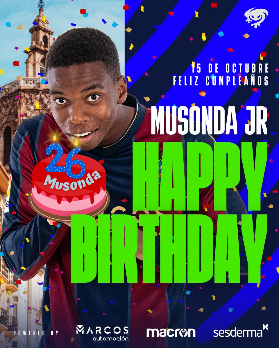 LevanteUD's tweet photo. Happy Birthday to You 🎵
Happy Birthday to You 🎵
Happy Birthday Dear #MusondaJr
Happy Birthday to You 🎵
Por muchos más, amigo 🐸🎂
#OrgullGranota #HappyBirthday https://t.co/rtfTvxG8TF