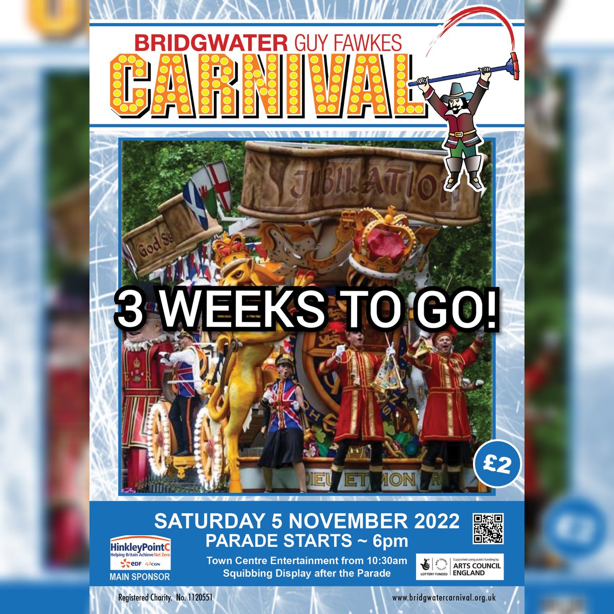 BCarnival's tweet photo. ⭐️ 3 WEEKS TO GO! ⭐️

Saturday 5th November 2022 - 6pm

#BridgwaterCarnival
#BridgwaterCarnival22 https://t.co/DR9eWB029j