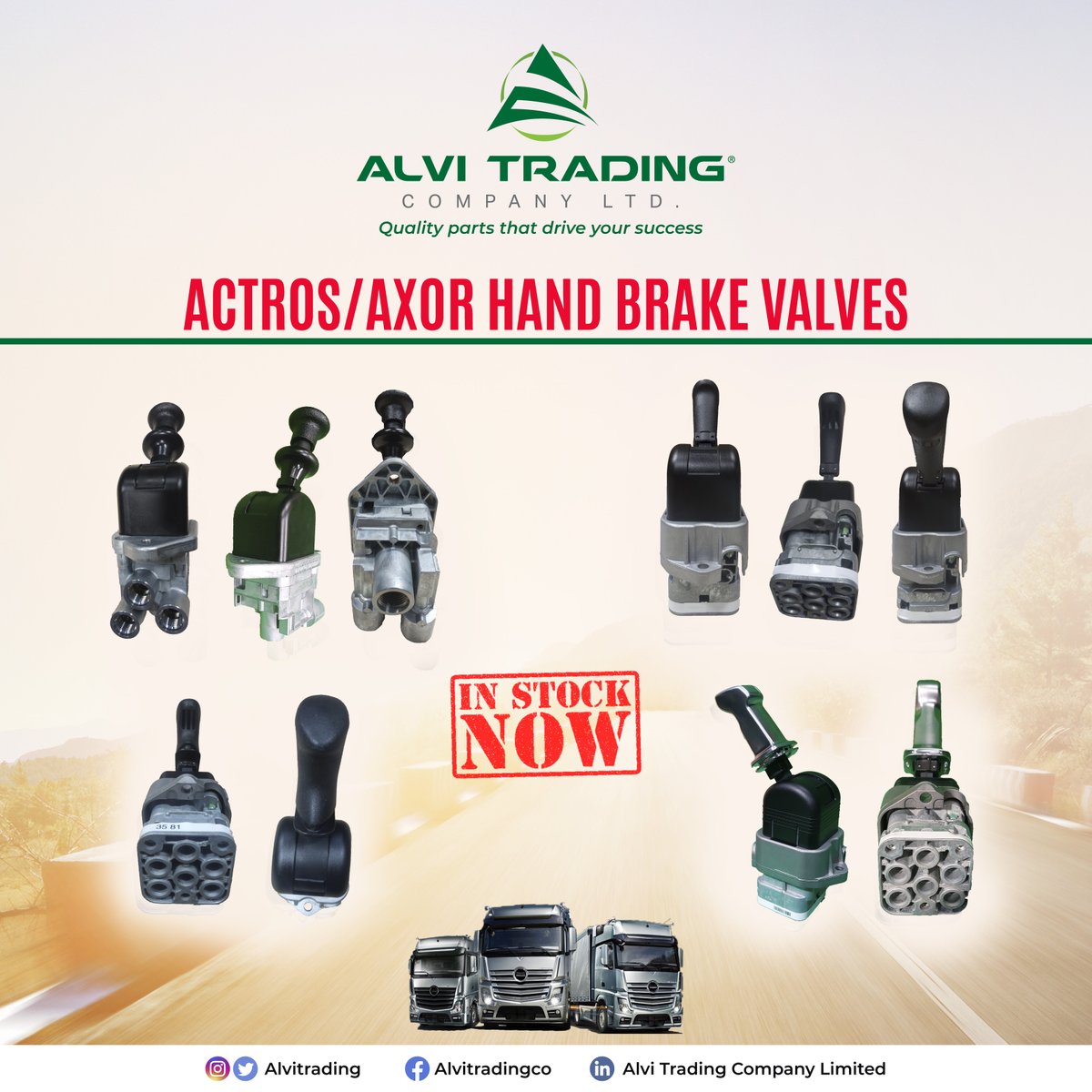AlviTrading's tweet photo. Hand brake valves with the control position are used in commercial vehicles with trailers. These are used to activate and release the parking brake.

Get genuine Hand brake valve for your Actros/Axor.

#KnowYourPart
#alvicares 

#teamalvi #genuine #MasculinitySaturday https://t.co/mRzSrgIybJ