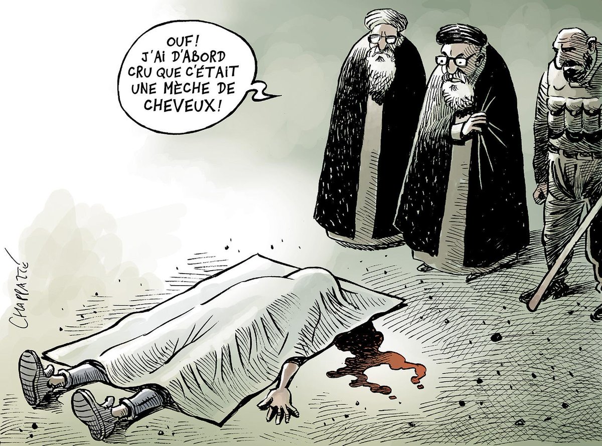 - "ouf ! J'ai d'abord cru que c'était une mèche de cheveux !"
<a href="/chappatte/">Dessins de Chappatte</a> 
#IranRevolution #MahsaAmini #LetUsTalk