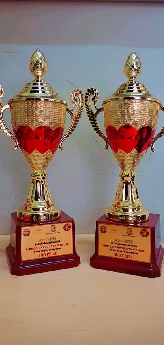 Patkarnssunit's tweet photo. JAI HIND🇮🇳

So we our overwhelmed to Announce that we Won
the 3rd Prize in both the events... "SINGING AND SREET PLAY" Organised by NSS UNIT Of Lala Lajpat Rai college (CELEBRATION OF 75TH AZADI KA AMRUT MOHATSAV AND NSS FOUNDATION DAY) https://t.co/uuL3KxokyO