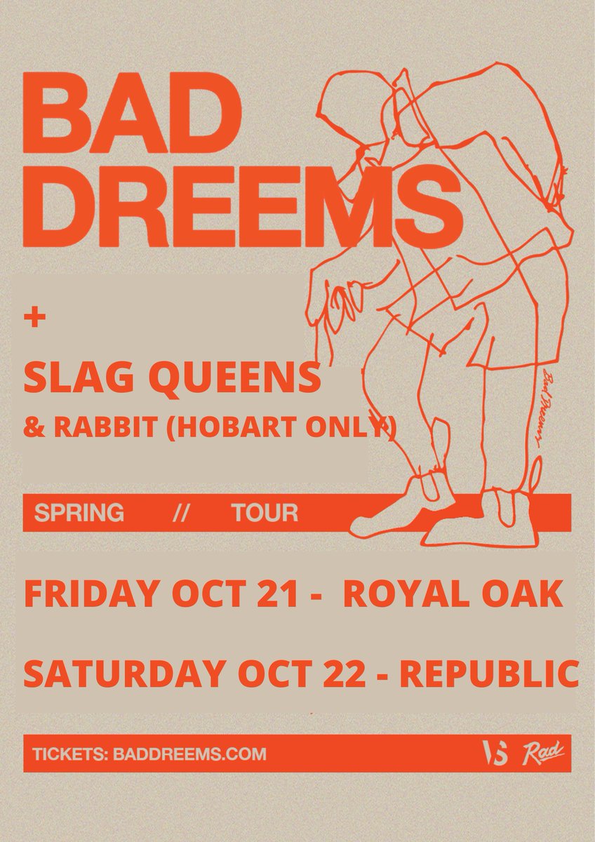 #Hobart and #Launceston next week. <a href="/BadDreems/">Bad//Dreems</a> with support from Slag Queens &amp; Rabbit.