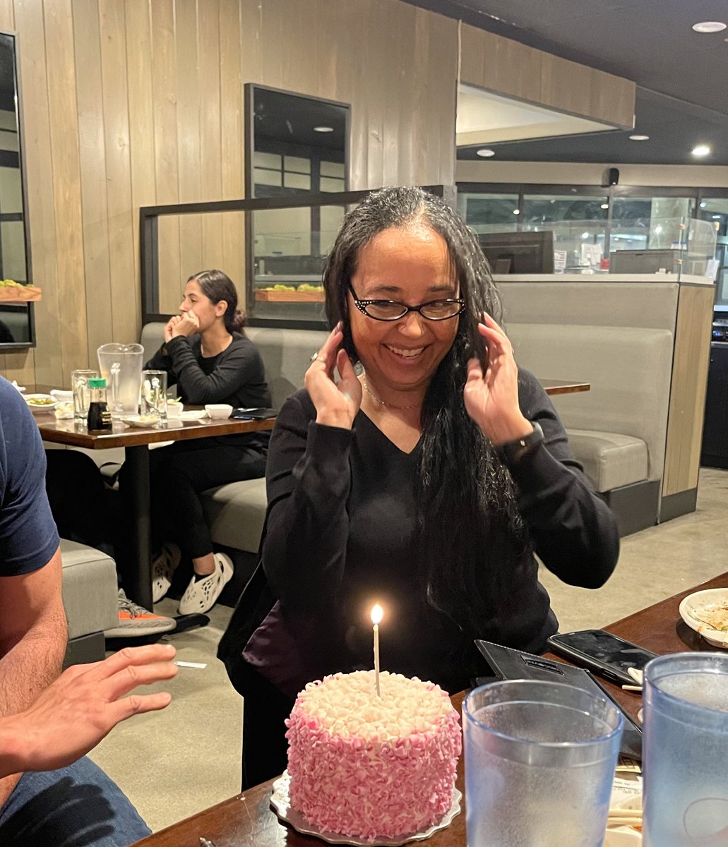 DJZibaZ's tweet photo. Happy birthday Tamiko! Thanks for setting this up Coleen! Thanks for the cake Alberto! 🎂 #LAPLLibrarians https://t.co/OtEgVwjRVE
