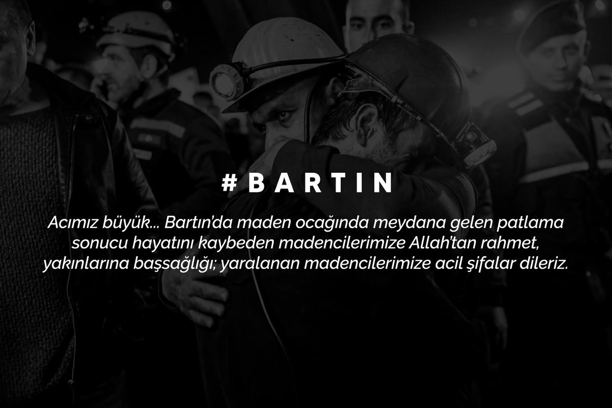 MOHS31949621's tweet photo. Acımız büyük... Bartın’da maden ocağında meydana gelen patlama sonucu hayatını kaybeden madencilerimize Allah’tan rahmet, yakınlarına başsağlığı; yaralanan madencilerimize acil şifalar dileriz. https://t.co/qcBLrtbwPW