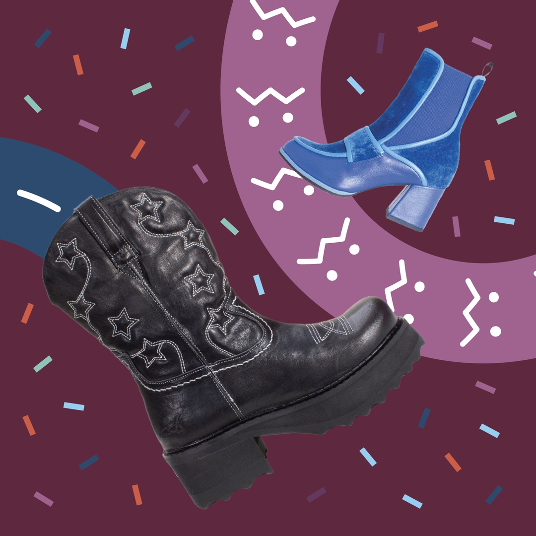 Fluevog's tweet photo. Our 15% Flummunity Fest discount ends tomorrow! 🌟 Discover your next pair of show-stopping Vogs in-store or online before the festivities are over! Have you tried on The ANKLE COWBOY (left) or The ARCUS (right)? 🤠 #FFEST22
https://t.co/1sXKnh8F8K | https://t.co/H1V6a99Cm3 https://t.co/CaxJjyFIYc