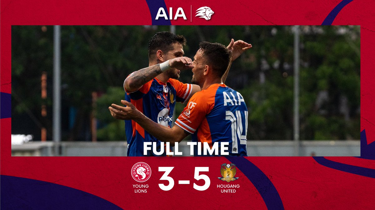 SGPremierLeague's tweet photo. FULL TIME Young Lions 3-5 Hougang #SPL

Hougang keep their top-four hopes alive! #YGLHOU https://t.co/Z8pQ2hYXH3