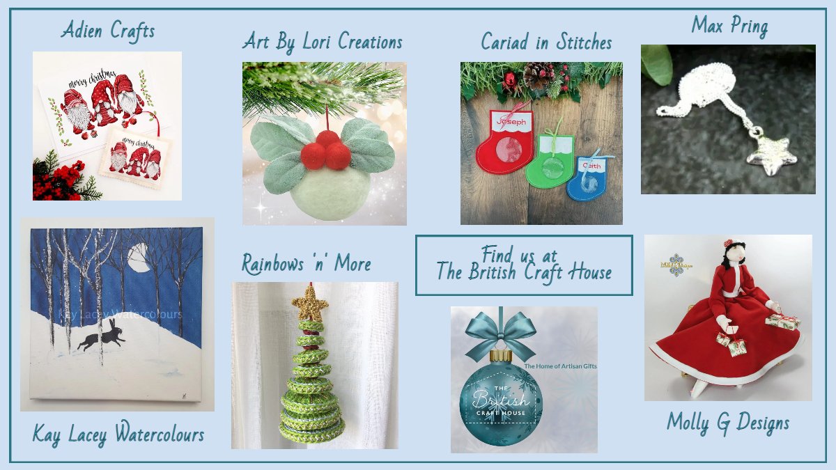 Fabulous artisan creations perfect for all your Home and Gift needs both now and for the festive season. All available via: thebritishcrafthouse.co.uk  Or visit each member’s bio. 
#tbchboosters #teamtbch #shopindie #ShopEarly