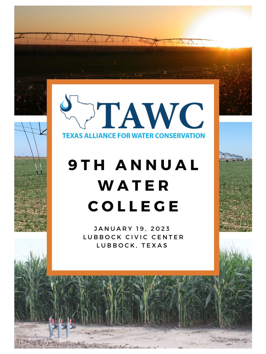 TAWC_TTU's tweet photo. Plan to join us! January 19th at the @LbkCivicCenter for our 9th Annual @TAWC_TTU Water College. @twdb @KJagadish_TTU @TTUDAVISCOLLEGE https://t.co/Oal9wLFfJo