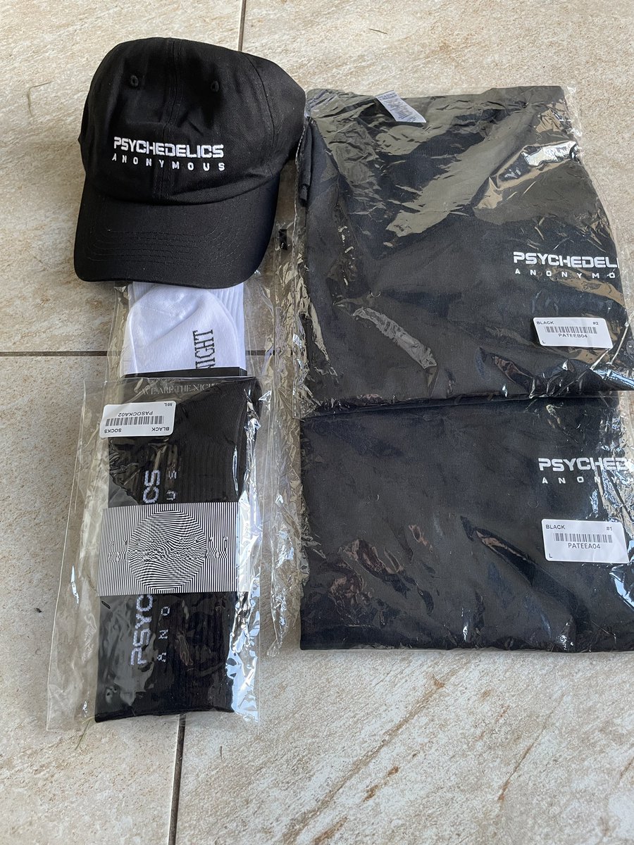 chris_da_guru's tweet photo. The merch arrived ! Loving it @psychanon @BAYC2745 #wevejuststarted https://t.co/F052V8jMtM
