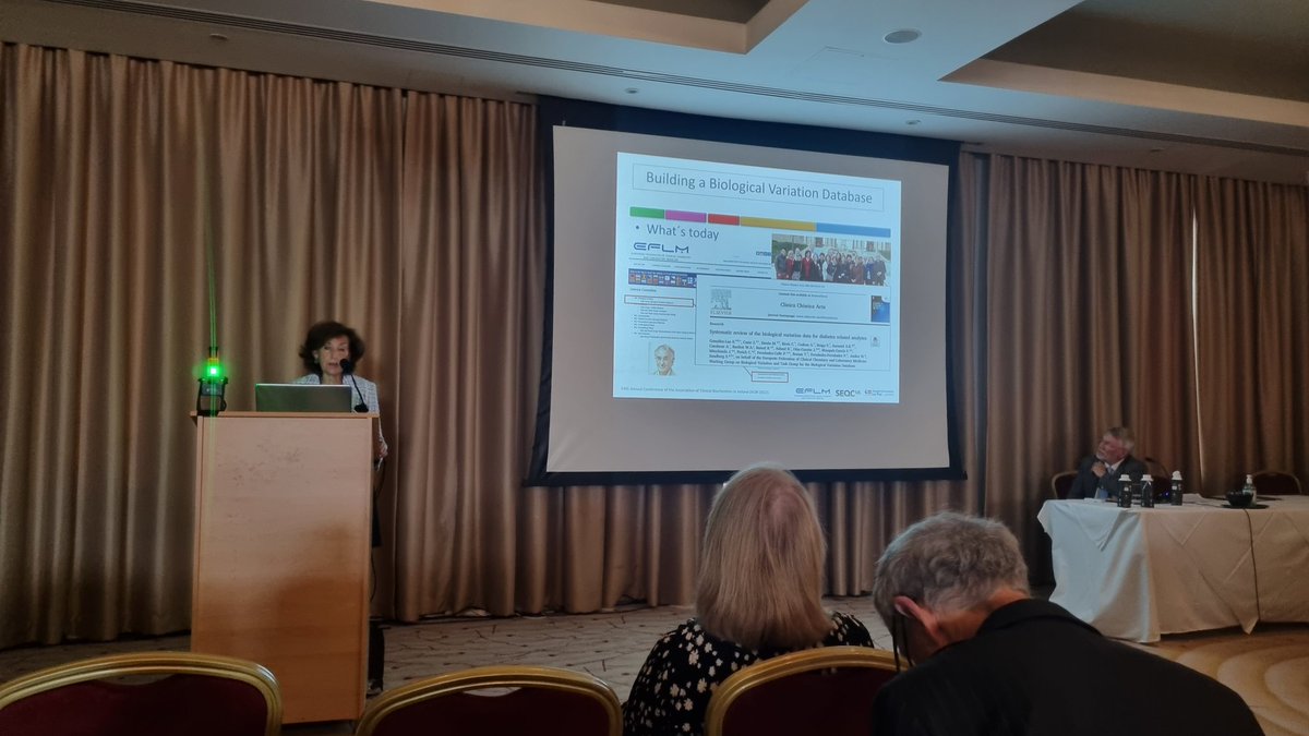 ACBIrl's tweet photo. Dr Pilar Fernandez Calle @_EFLM  executive board member describing the process of updating the Biological Variation database. Congratulations on a significant body of work which is widely applicable in #ClinicalBiochemistry labs

#biologicalvariation
#EFLM
#ACBI2022 https://t.co/Cm0YS1jozP