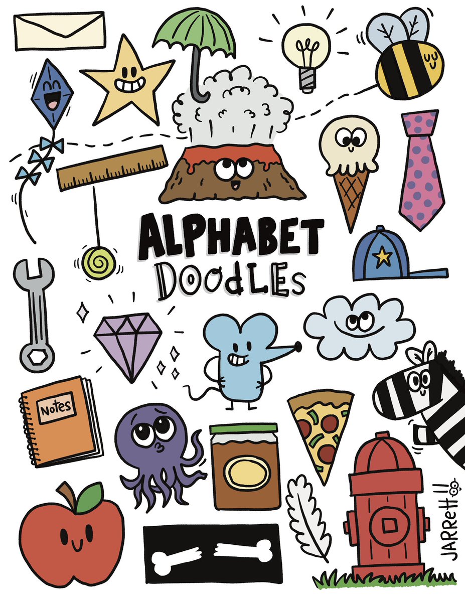 Jarrett_Lerner's tweet image. Want to draw, but can’t think of WHAT to draw? Looking to expand your repertoire of doodles? I often do this “Alphabet Doodles” exercise—drawing something that begins with each letter, from A to Z. Limit yourself to things you’ve never drawn before to make it more of a challenge!