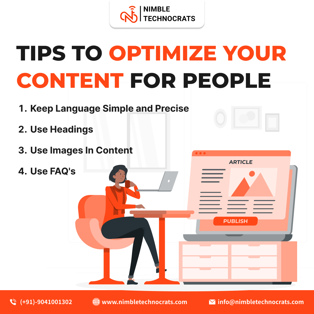 NimbleTechnocr1's tweet photo. 📝𝗧𝗜𝗣𝗦 𝗧𝗢 𝗢𝗣𝗧𝗜𝗠𝗜𝗭𝗘 𝗬𝗢𝗨𝗥 𝗖𝗢𝗡𝗧𝗘𝗡𝗧 𝗙𝗢𝗥 𝗣𝗘𝗢𝗣𝗟𝗘
1. Keep language simple and precise
2. Use Headings
3. Use Images In Content
4. Use FAQ's
Check out our website - https://t.co/aLjbKdggKL
@NimbleTechnocr1
#contentwriting #tipsforcontent #OptimizeContent https://t.co/IDasFIvrSi