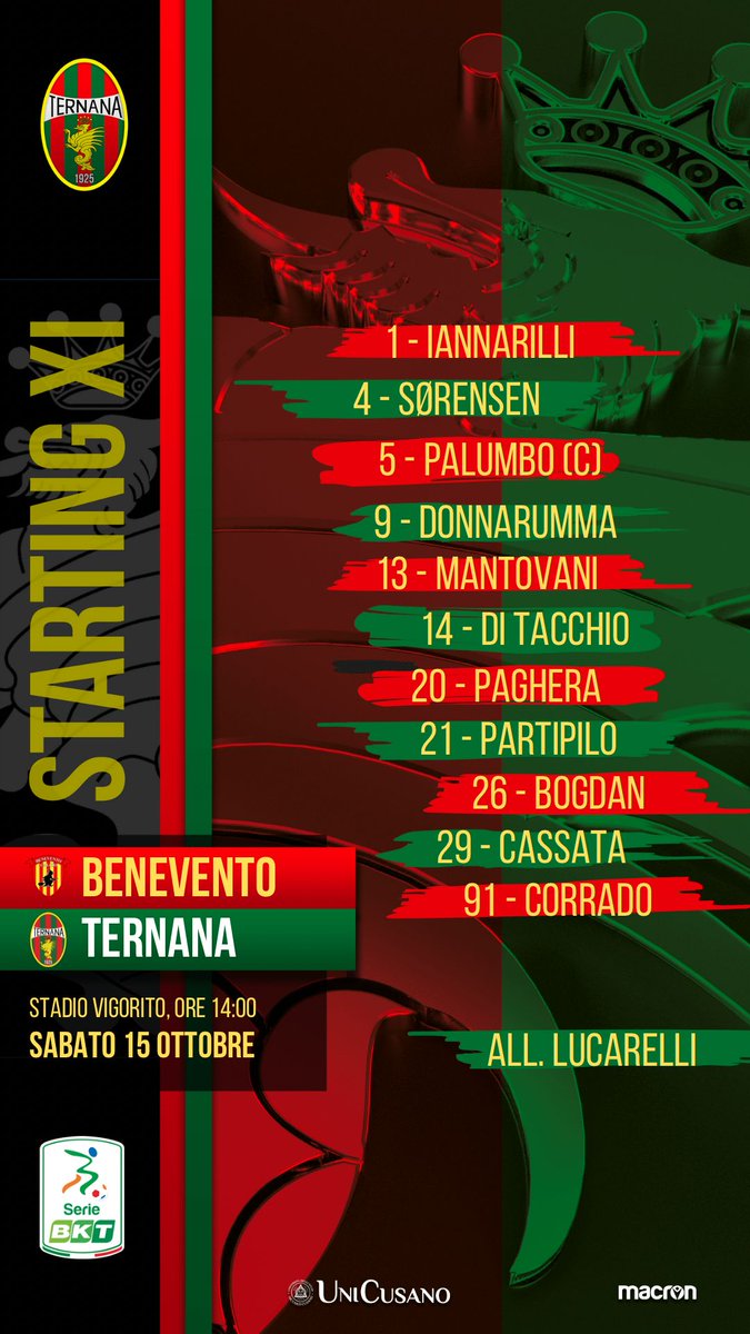 TernanaOfficial's tweet photo. Alle 14.00 c'Γ¨ #BenTer, gli 11 rossoverdi in campo π₯π© https://t.co/d8xsDwg7PN