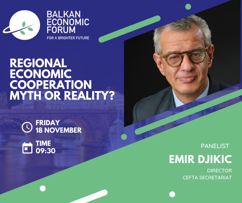 👉 Mr. Emir Djikic is a #KeySpeaker in Panel titled “Regional economic cooperation – myth or reality?”.
Emir Djikic is the Director of the CEFTA (Central European Free Trade Agreement) as of May 2017.