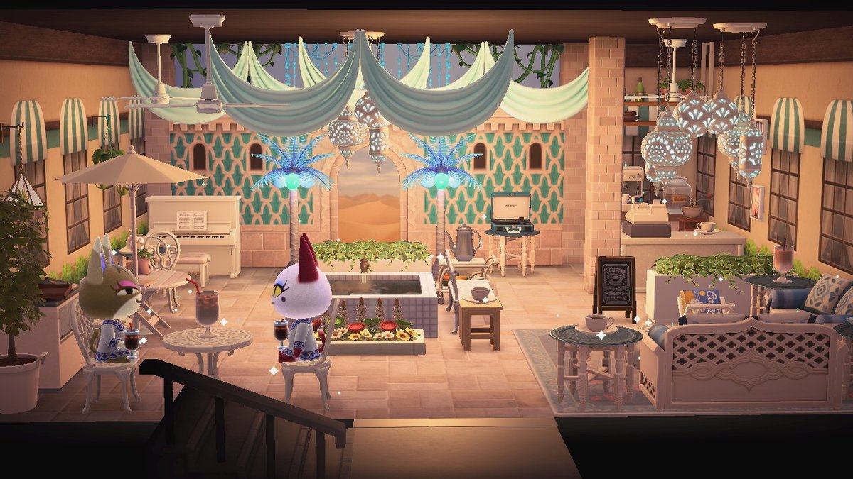 boobitsky's tweet photo. 126th #HappyHomeParadise clients were girlfriends with the flawless cat-eyes, Kitty & Olivia with their Moroccan-inspired desert oasis café & home, as Kitty wanted an open-air café & Olivia a sleeping place.
#acnhkitty #olivia #acnhdesign #AnimalCrossing #ACNH #NintendoSwitch https://t.co/YoKrq0d97h