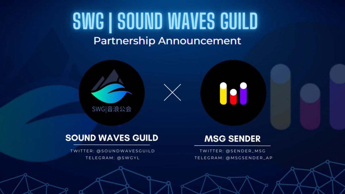 SoundWavesGuild's tweet photo. 🎉We are happy to announce that MsgSender @sender_msg has become one of our partners!
#MsgSender is a platform that contains Mobile Wallet, Charts, Pair Rank, Fast Swap, and LimitOrder, etc.
MSG Android APP Download Link:
https://t.co/NumidmywNl https://t.co/a1Sj7gaDBF