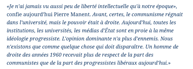 EugenieBastie's tweet photo. Pierre Manent : «Je n’ai jamais vu aussi peu de liberté intellectuelle qu’à notre époque. Aujourd’hui, toutes les institutions, les universités, les médias d’État sont en proie à la même idéologie progressiste. L’opinion dominante n’a plus d’ennemis." https://t.co/346FV2gTlM https://t.co/yA454wOKKZ
