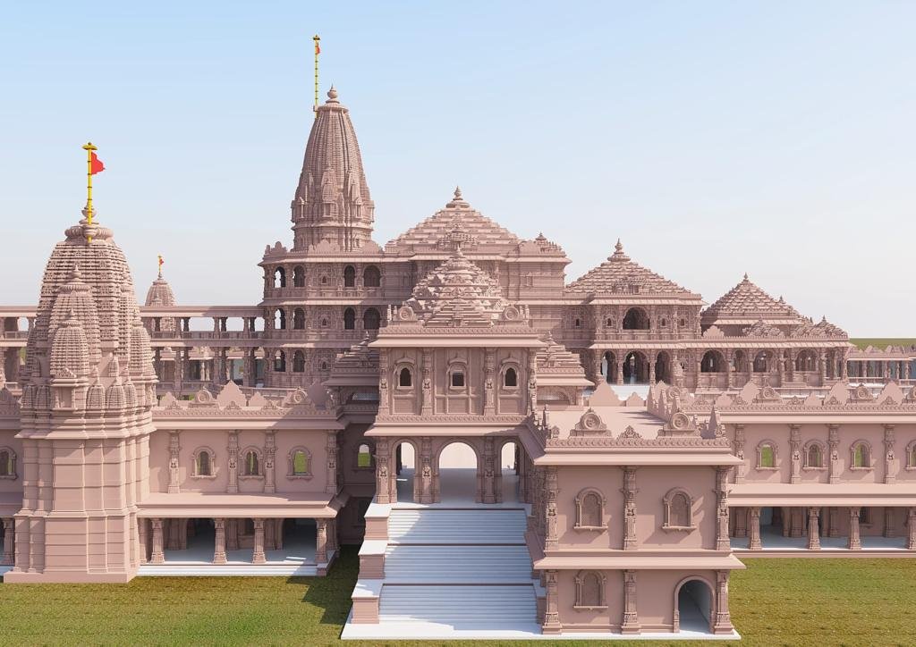 ANI's tweet photo. Shri Ram Janmbhoomi Teerth Kshetra tweets some pictures depicting the proposed Ram Temple in Ayodhya, Uttar Pradesh. https://t.co/ab8Kpq0mRO