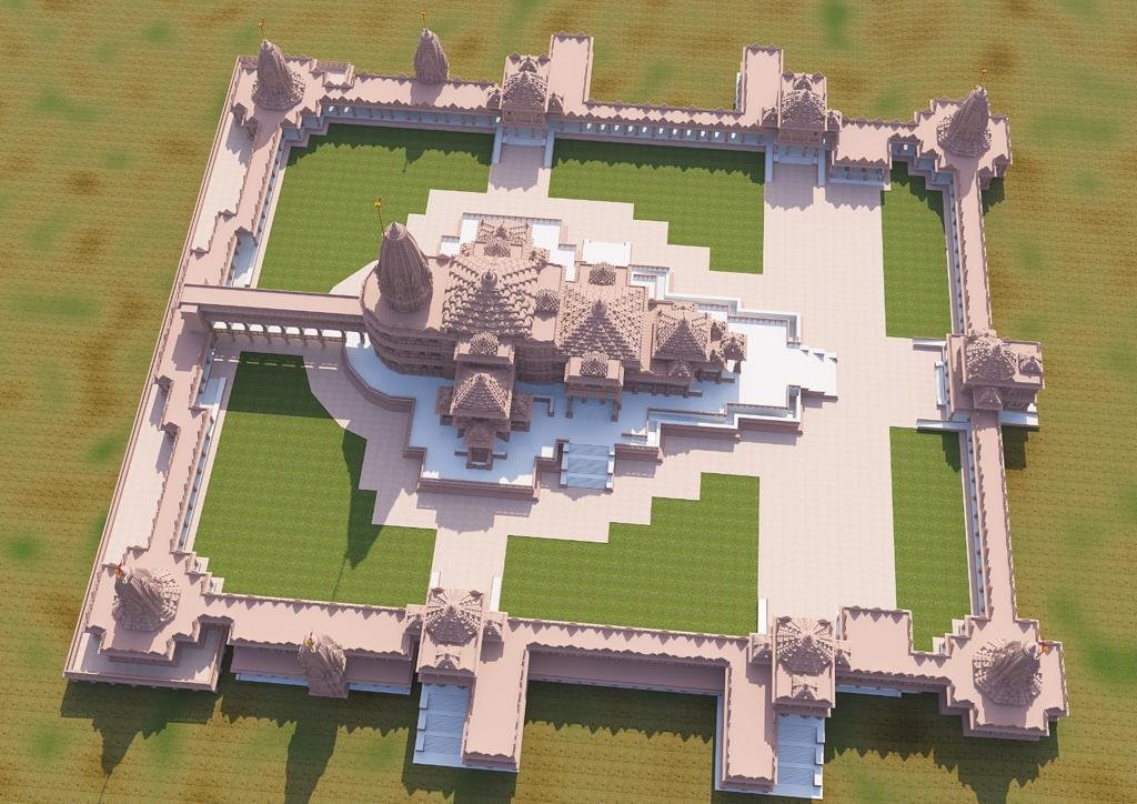 ANI's tweet photo. Shri Ram Janmbhoomi Teerth Kshetra tweets some pictures depicting the proposed Ram Temple in Ayodhya, Uttar Pradesh. https://t.co/ab8Kpq0mRO