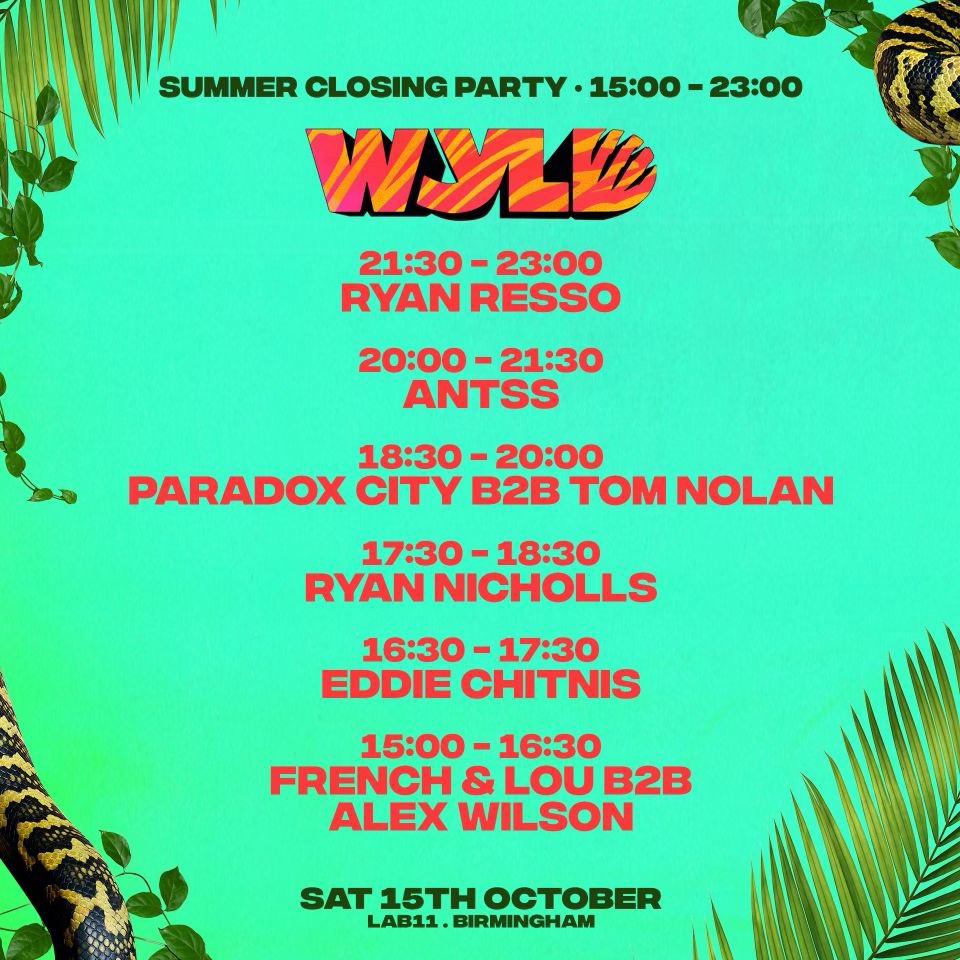 Lab11Warehouse's tweet photo. What a huge day we have in store for you, hereโs the full running order! ๐ฅ๐๐ผ
Starting things off we have the WYLD Summer Closing Party! ๐ฟโก๏ธ
Followed up by the AFTA DARK - After Party Cloonee Terrace Takeover! ๐๐
#LAB11 #LAB11Family #WYLD #AFTADARK https://t.co/cn4vnsJEQS
